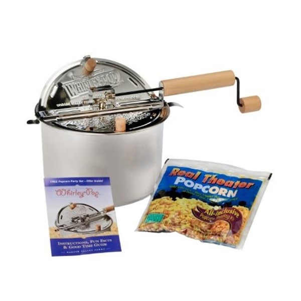 Wabash Valley Farms 24003DS Stainless Steel Whirley-Pop Real Theater Popping Kit 28010-D - main
